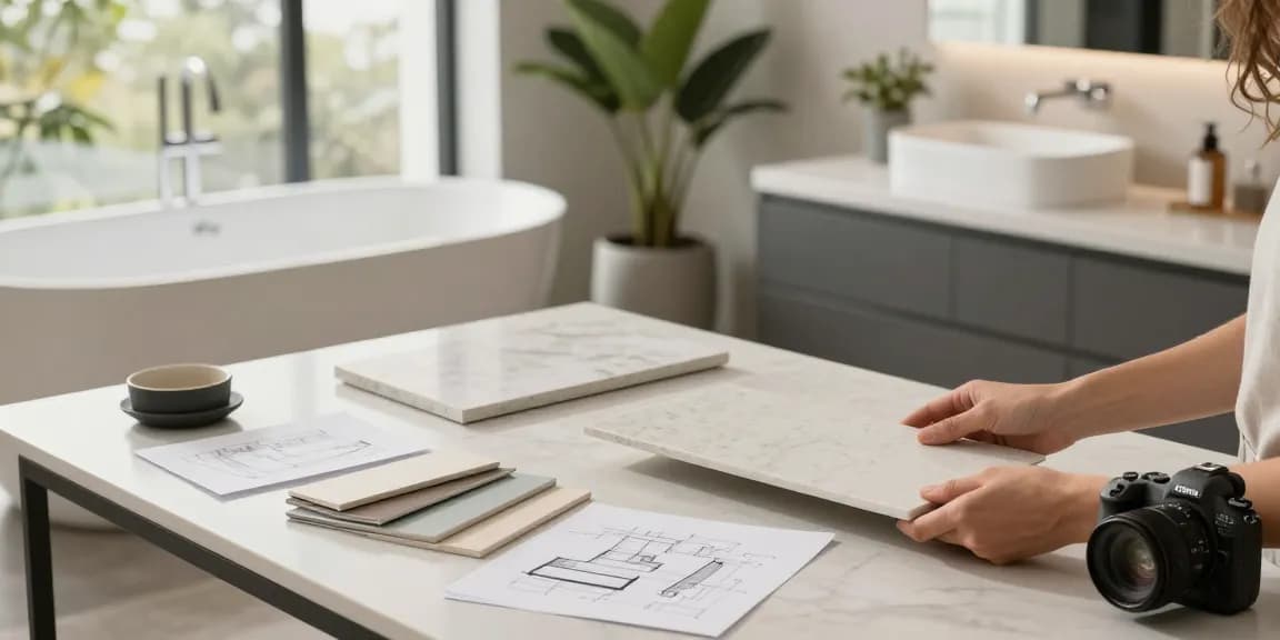 KKR solid surface products displayed in a modern bathroom design setting.